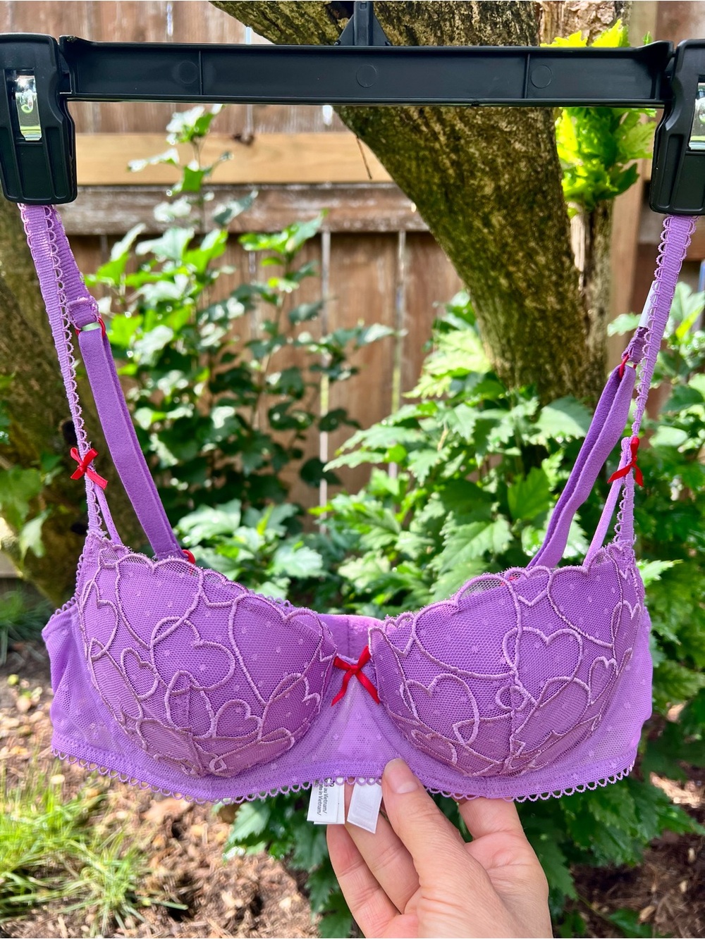 BNWT Victorias Secret PINK Lavender Purple Heart Bra 32B Pushup Balconette🥰✨🍃